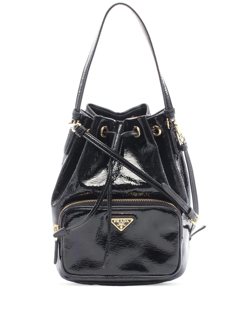 Prada Pre-Owned 2013-2025 Patent Duet bucket bag - ブラック Prada Pre-Owned 2013-2025 Patent Duet bucket bag - ブラック