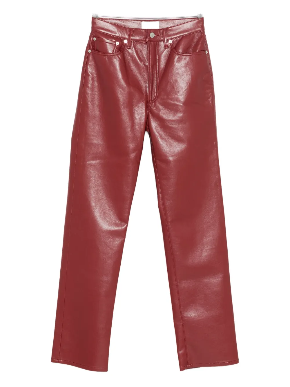 Agolde Leather Blend Straight Leg Pants In Brown