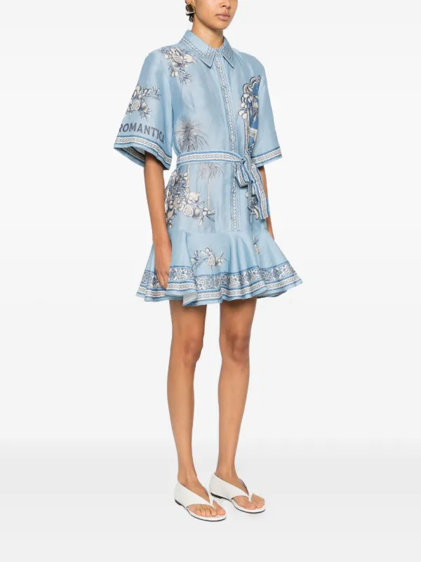 Alemais Villa Romantica Mini Dress in BLUE 4 / BLUE