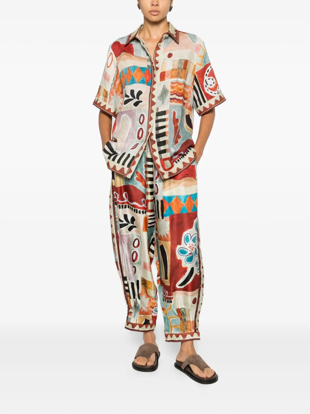 ALEMAIS Michelle elasticated-waisband trousers - Beige