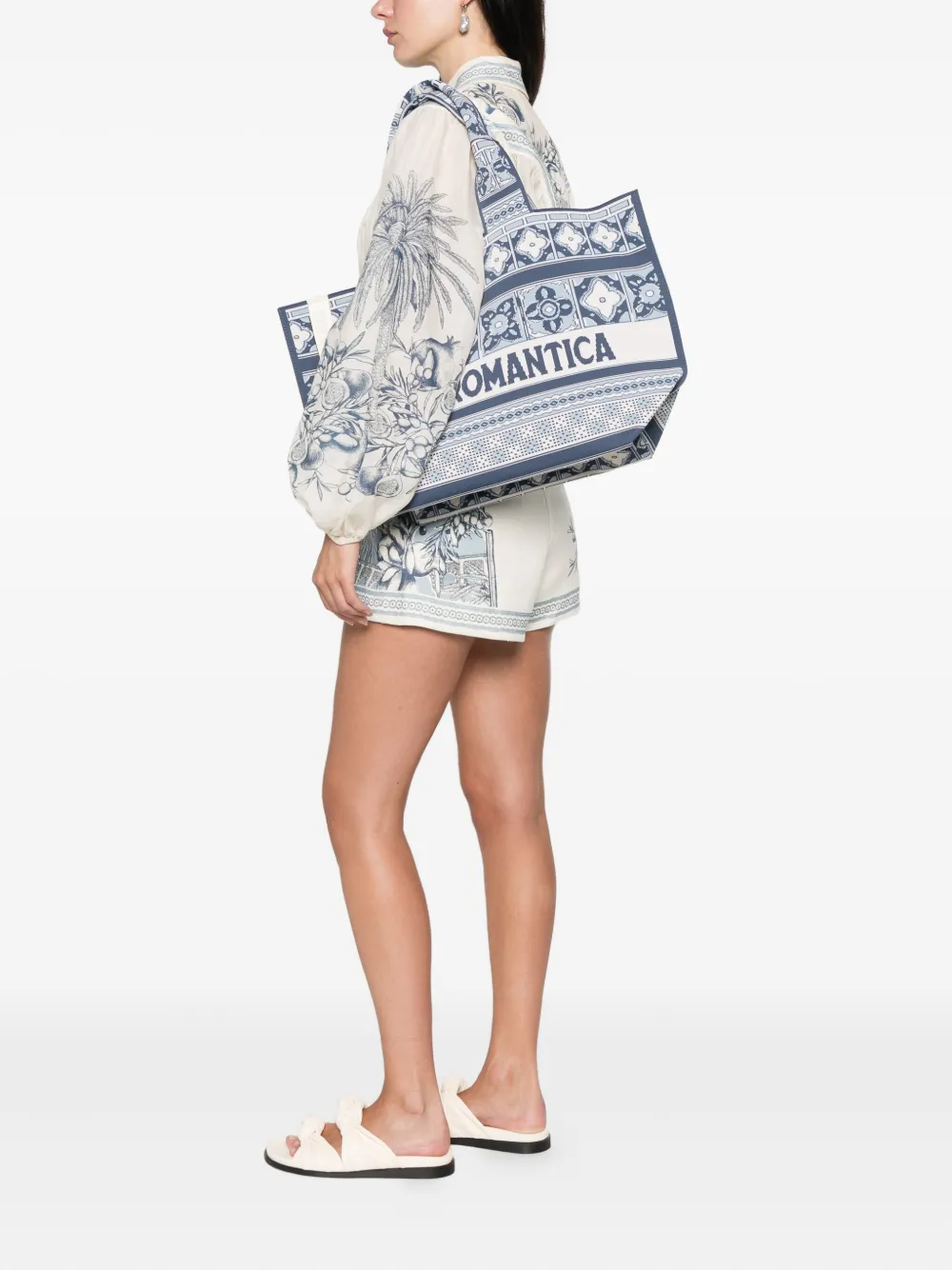 ALEMAIS Villa Romantica patterned tote bag - Blauw