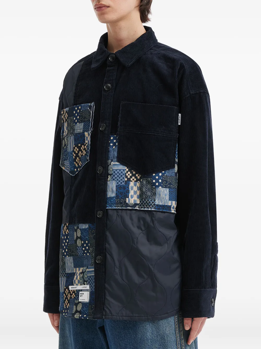 Musium Div. Patchwork Shirt In Blue
