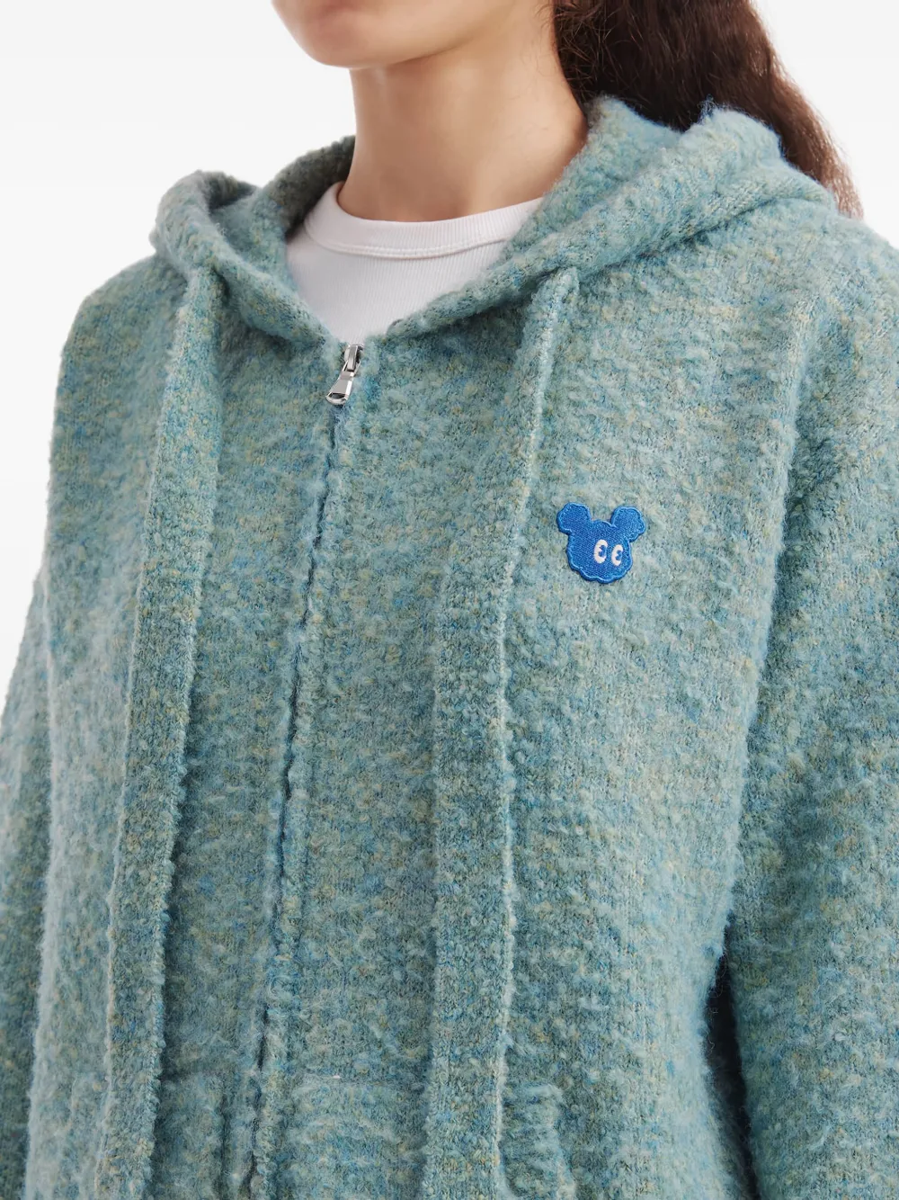 Mini Cream Zip-fastening Hoodie In Blue