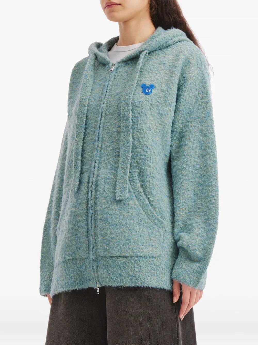 Mini Cream Zip-fastening Hoodie In Blue