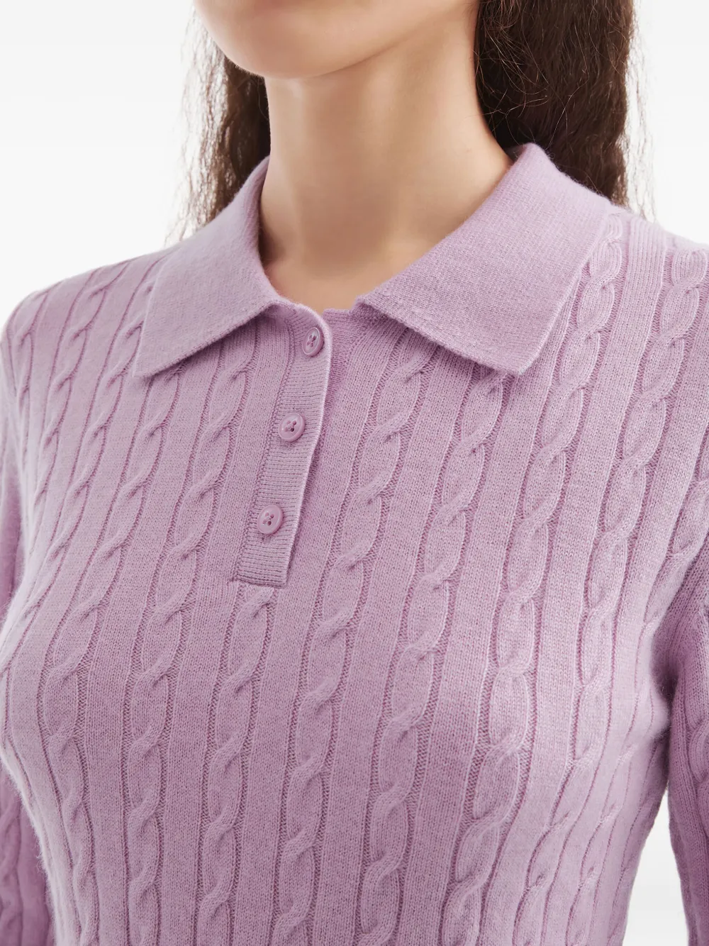 b+ab Kabelgebreide polotop met kraag Roze