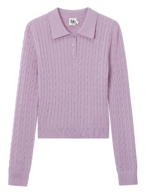 b+ab cable-knit collared polo top