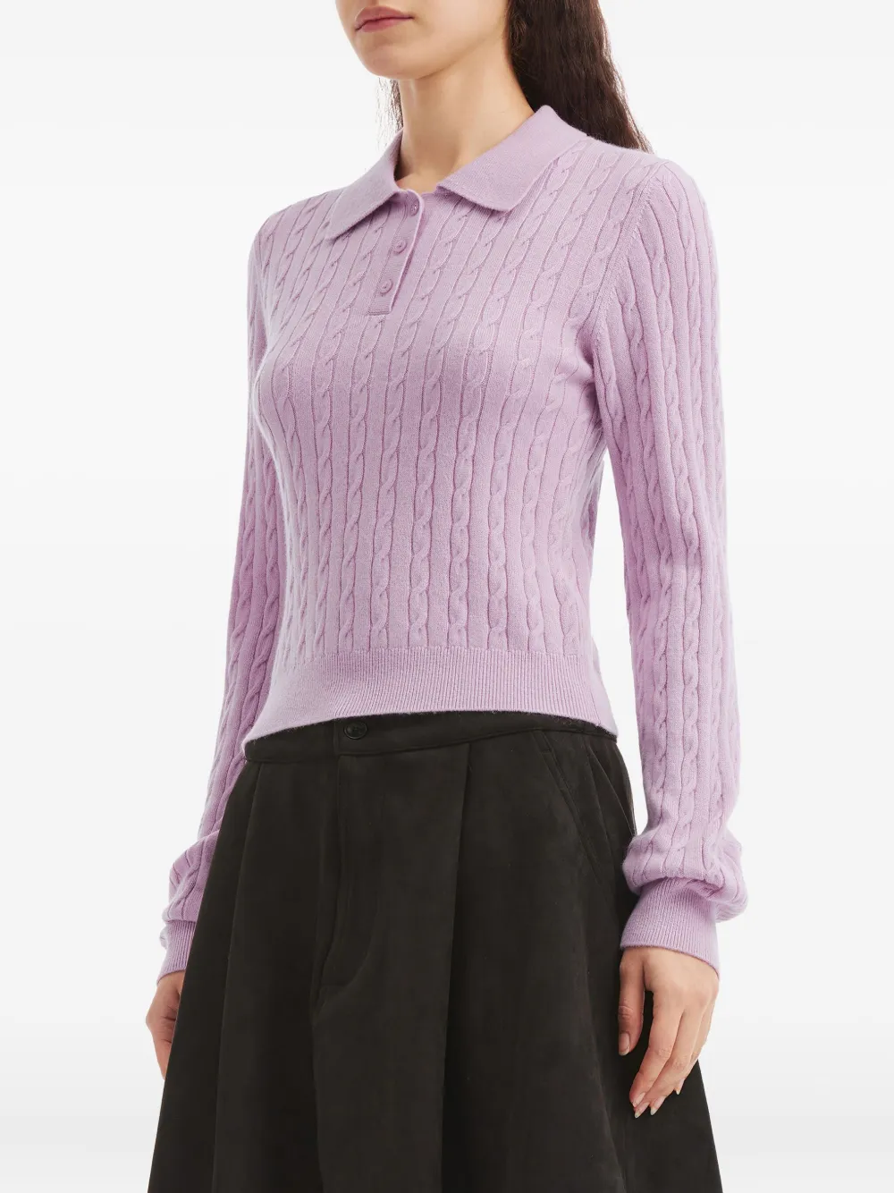 b+ab Kabelgebreide polotop met kraag Roze