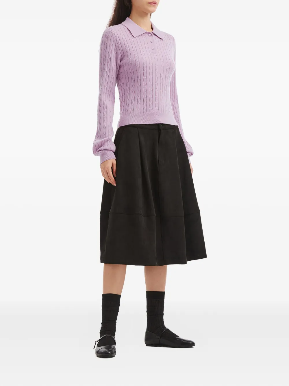 B+ab cable-knit collared polo top - Roze