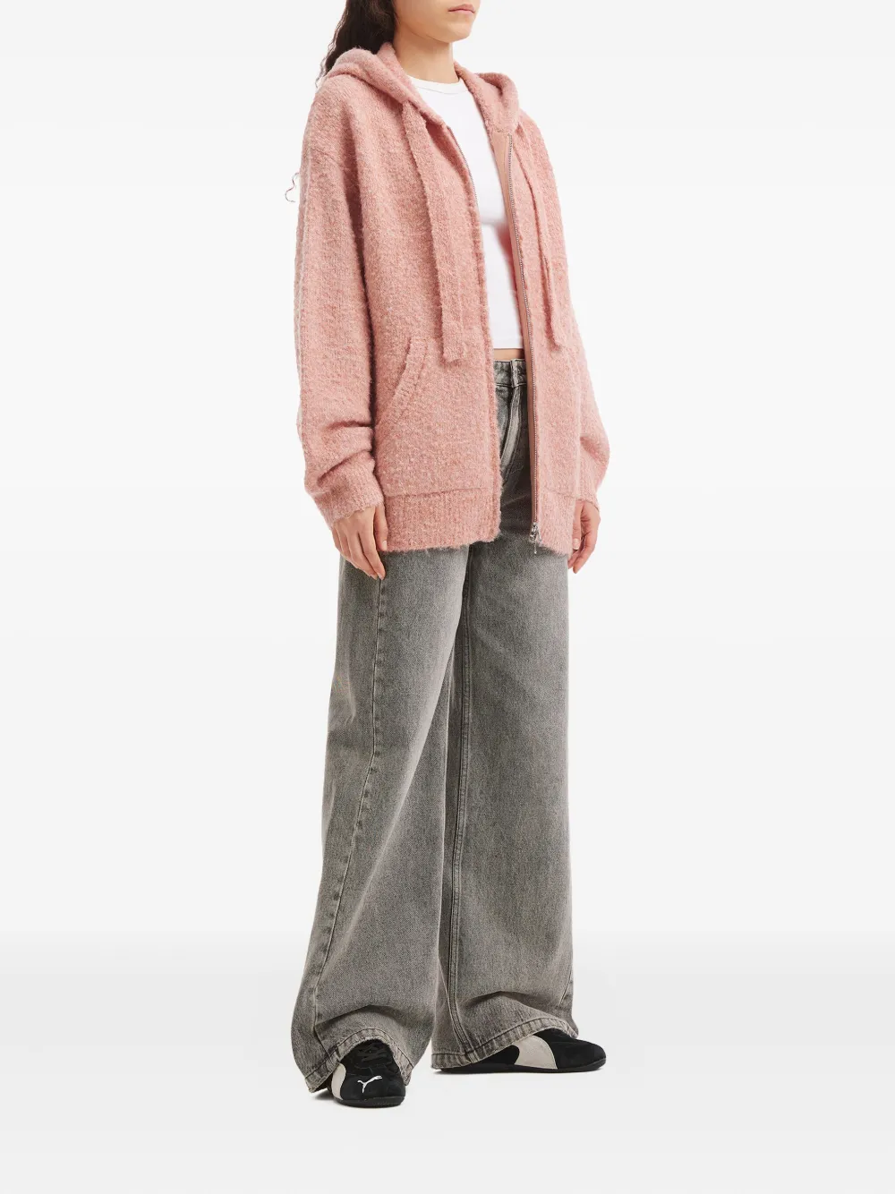 Mini Cream zip-fastening hoodie - Roze