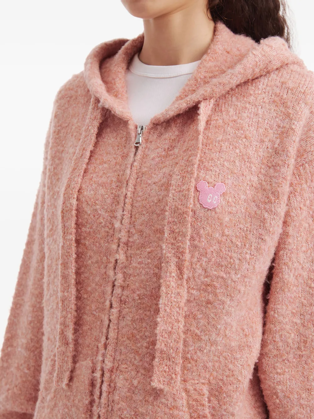 Mini Cream Zip-fastening Hoodie In Pink