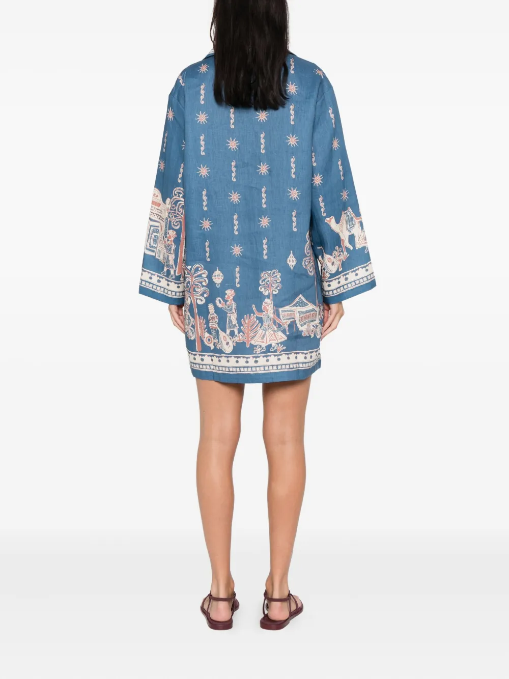 ALEMAIS Acacia mini-jurk met grafische print en kraag Blauw