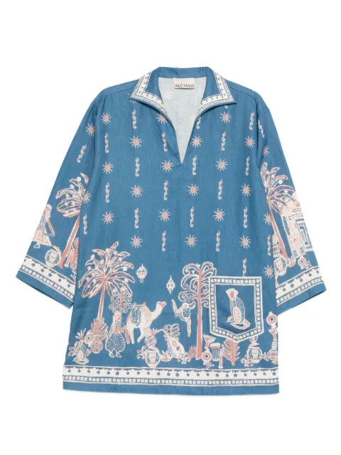 ALEMAIS Acacia collared graphic-print mini dress