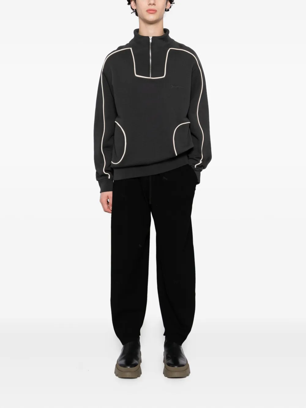 CROQUIS Gewelfde broek met elastisch garen - Zwart