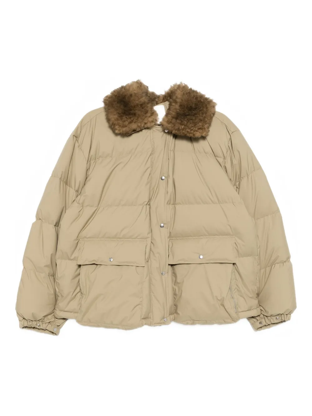 Jnby Shearling-collared Jacket In Neutral