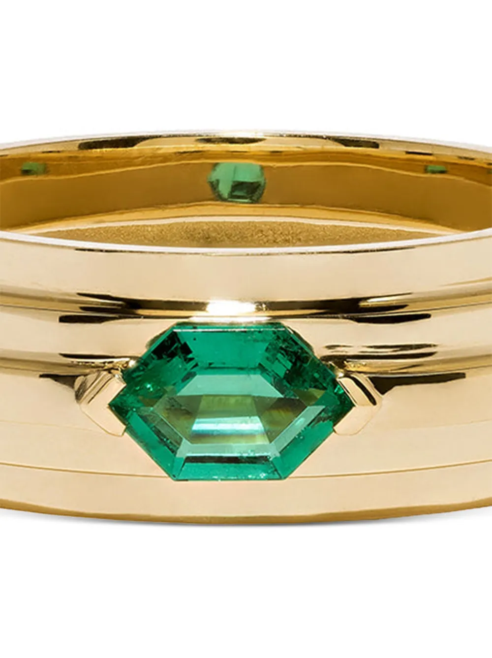 18k Yellow Gold Staircase 5-Tier Emerald Ring