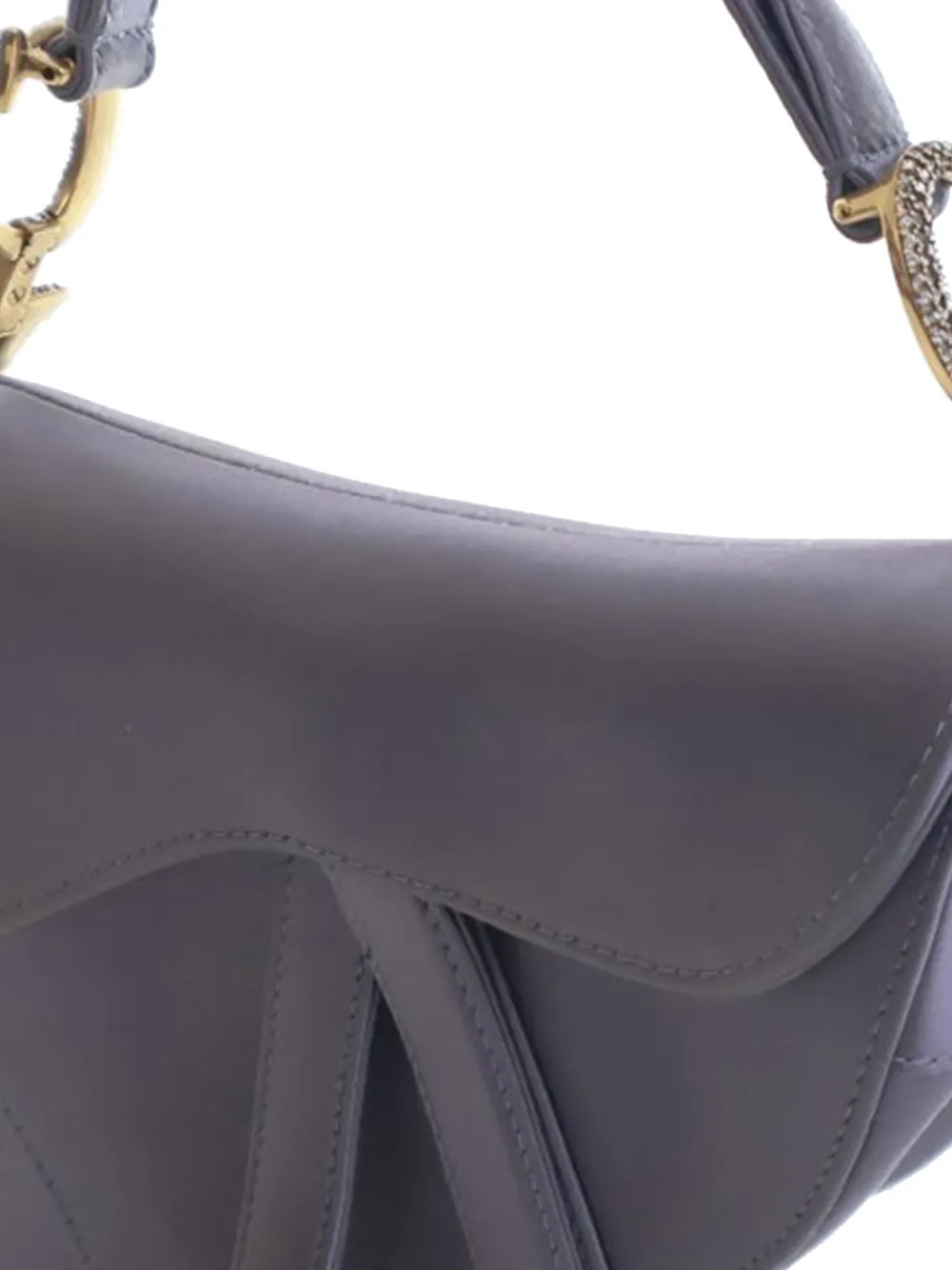 Pre-owned Dior 2000-2025 Mini Satin Crystal Embellished Saddle Bag Satchel In Purple