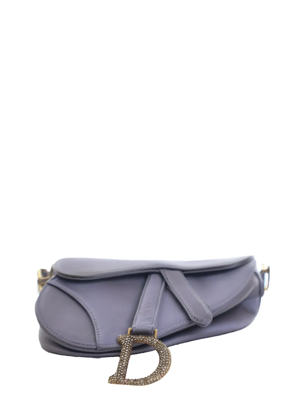 Pre-owned Dior 2000-2025 Mini Satin Crystal Embellished Saddle Bag Satchel In Purple