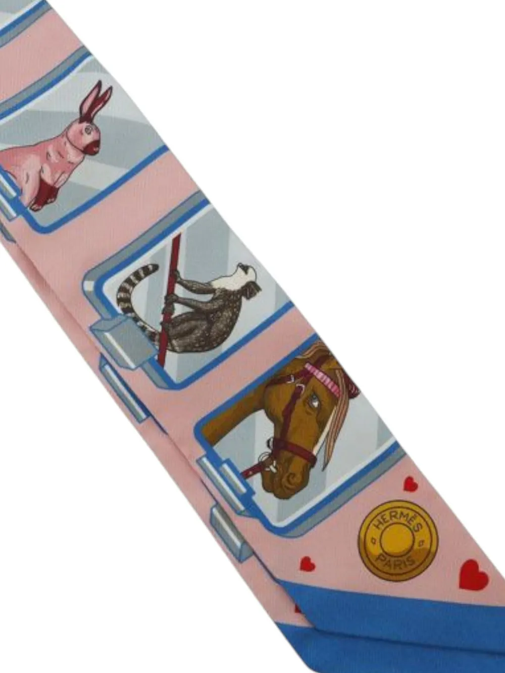 Pre-owned Hermes 2020-2025 Story Silk Twilly Scarf Scarves In Pink