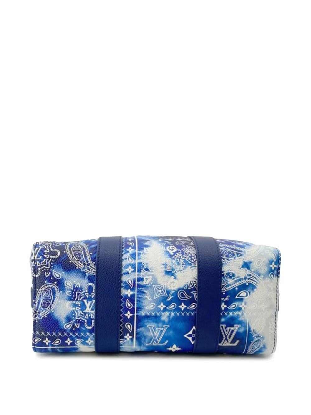 Pre-owned Louis Vuitton 2021-2025 Monogram Bandana City Keepall Crossbody Bag In Blue