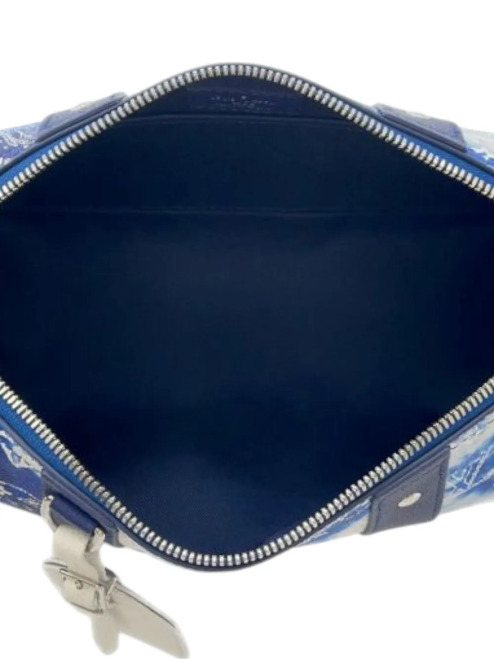 Pre-owned Louis Vuitton 2021-2025 Monogram Bandana City Keepall Crossbody Bag In Blue