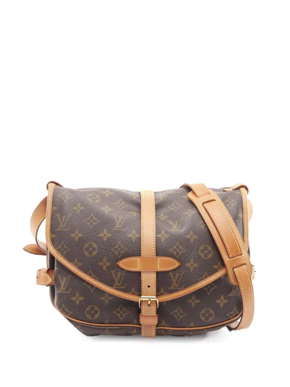 Pre-owned Louis Vuitton 2000 Monogram Saumur 30 Crossbody Bag In Brown