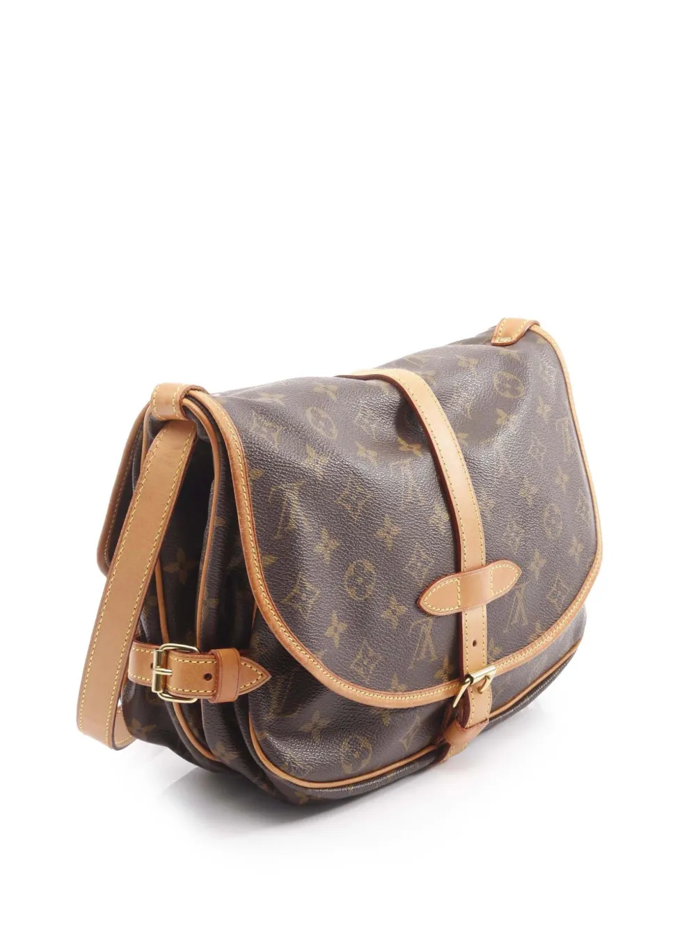 Pre-owned Louis Vuitton 2000 Monogram Saumur 30 Crossbody Bag In Brown
