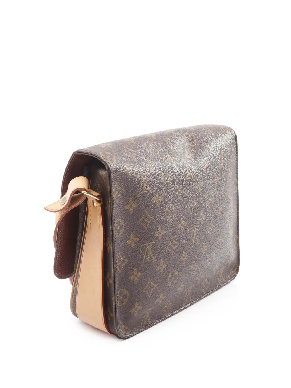 Pre-owned Louis Vuitton 2001 Monogram Cartouchiere Gm Crossbody Bag In Brown