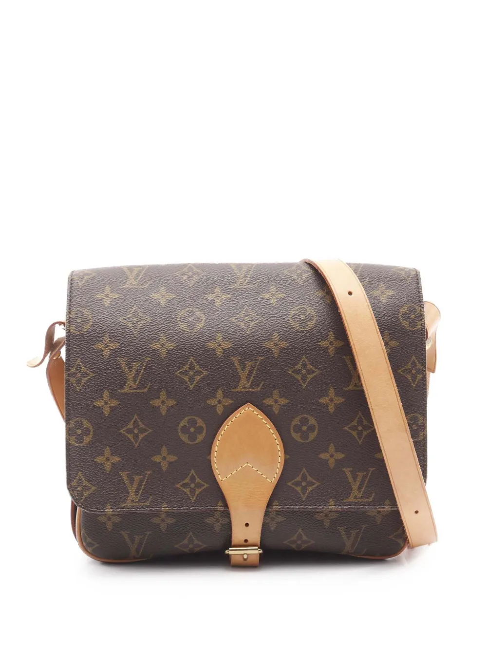 Pre-owned Louis Vuitton 2001 Monogram Cartouchiere Gm Crossbody Bag In Brown