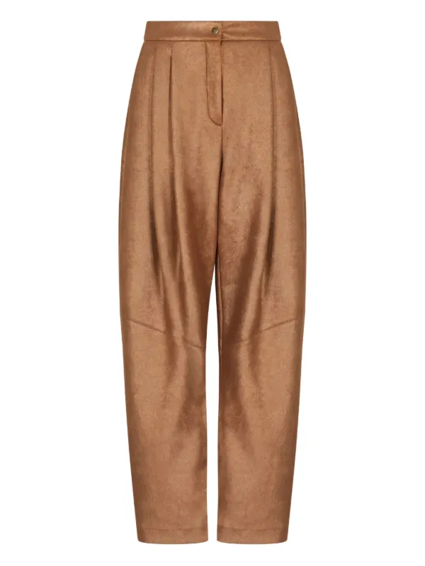 Giorgio Armani Pleated Tapered Trousers in Brown