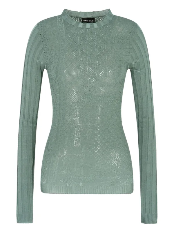 Giorgio Armani Open-knit Jumper in Green