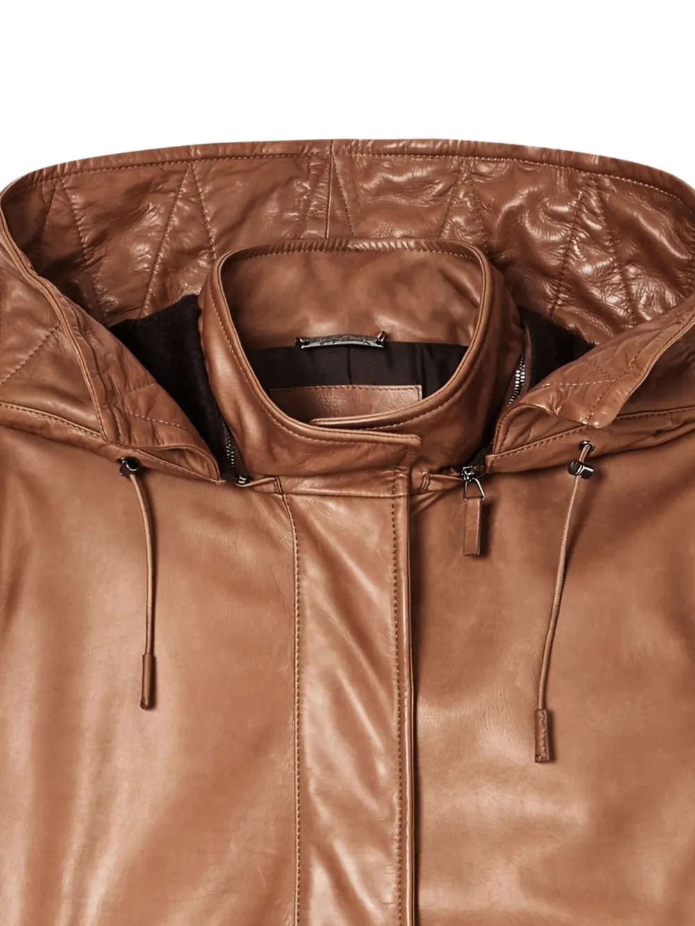 Giorgio Armani hooded leather coat - Bruin