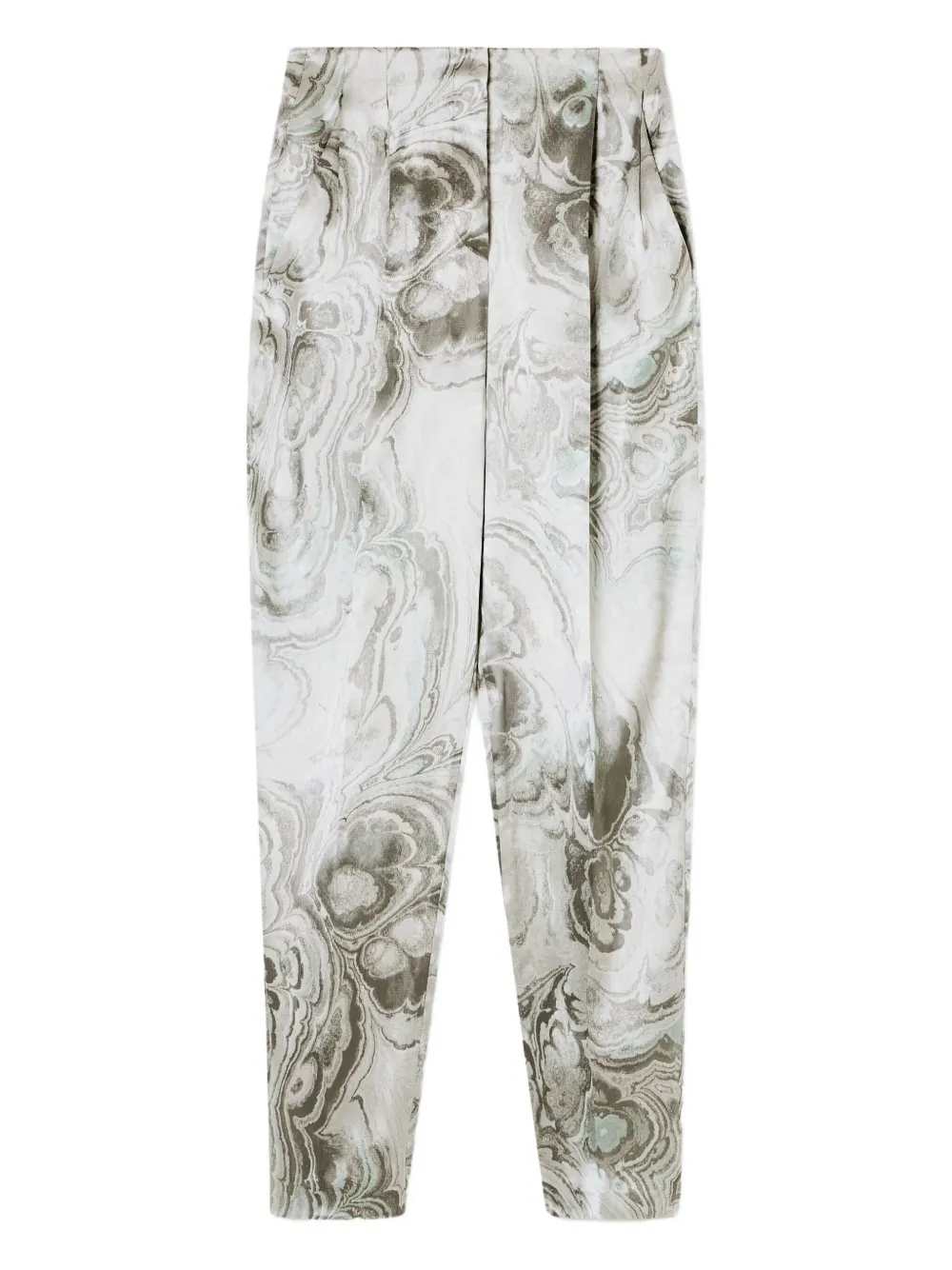 Giorgio Armani Pleat-detail Tie-dye Trousers In Neutral