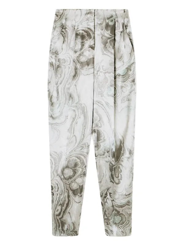 Giorgio Armani Pleat-detail Tie-dye Trousers in Neutrals
