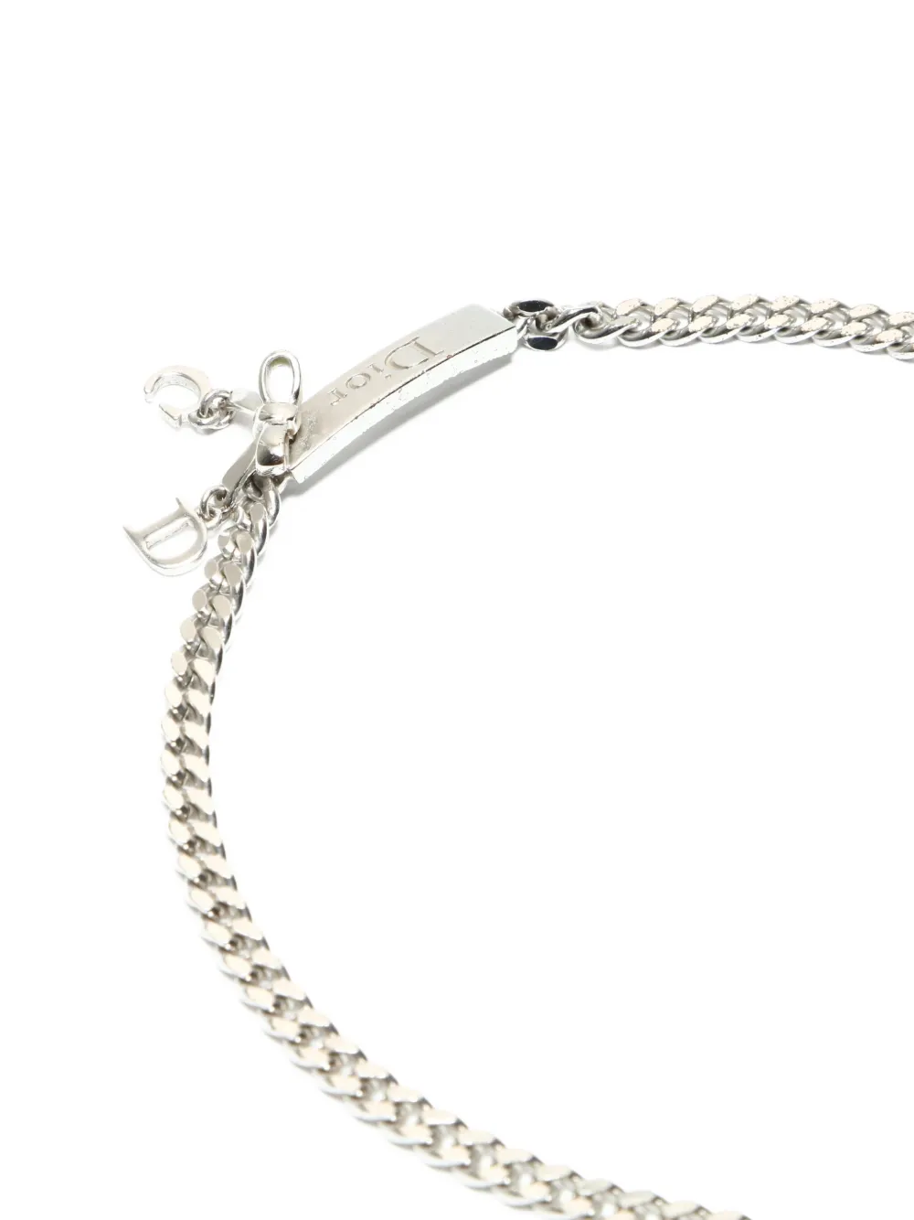 DIOR Pre-owned 2000-2020s Logo-charm Chain Necklace In Silver