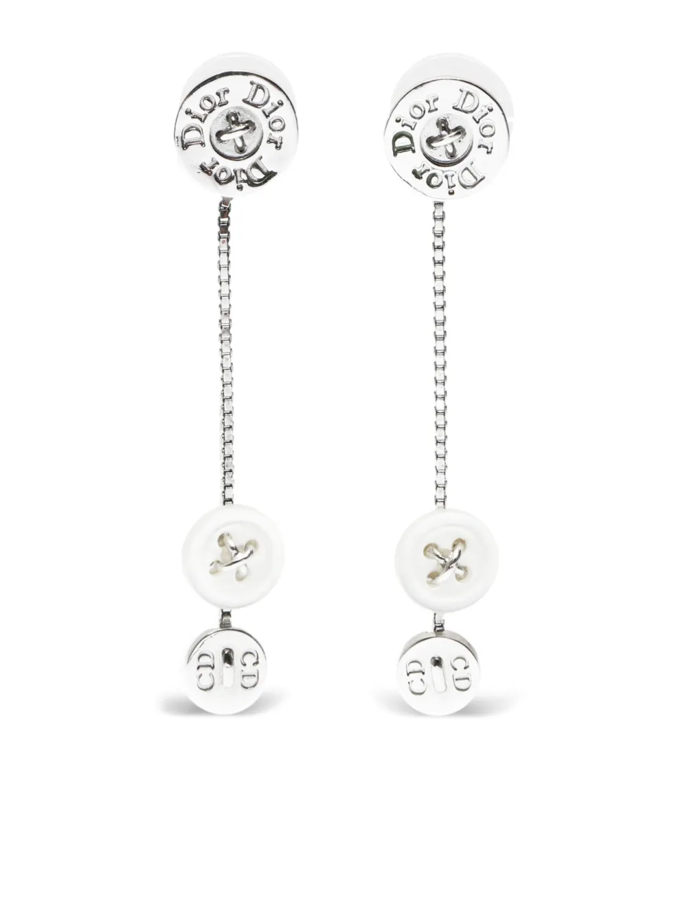 Christian Dior Pre-Owned 2000s ボタン ピアス - シルバートーン Christian Dior Pre-Owned 2000s ボタン ピアス - シルバートーン