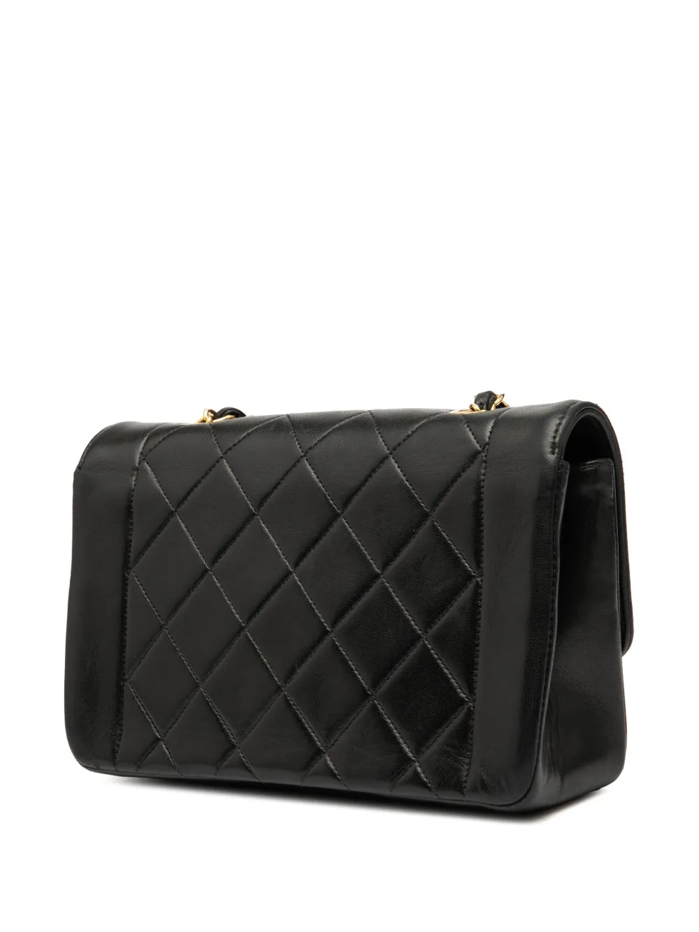 Pre-owned Chanel 1991-1994 Small Lambskin Diana Flap Crossbody Bag In Black
