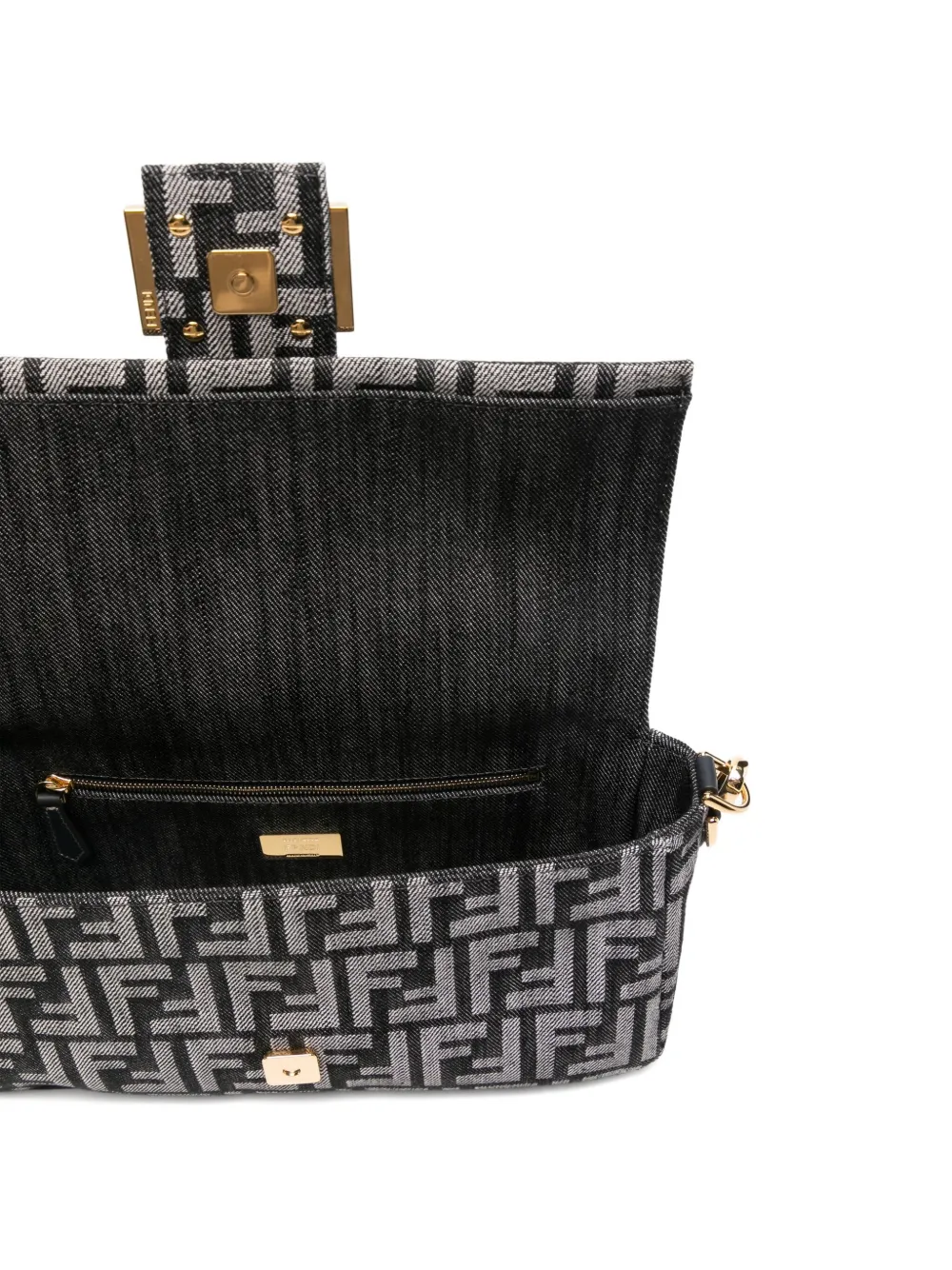 FENDI Baguette shopper met logo Zwart