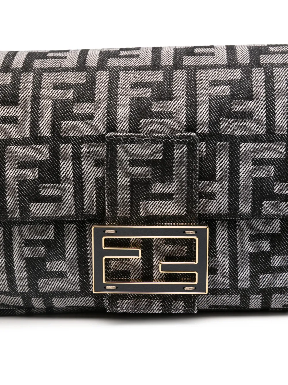 FENDI Baguette shopper met logo Zwart