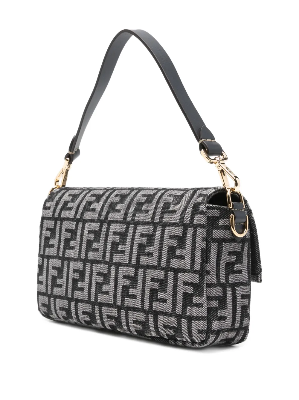 FENDI Baguette shopper met logo Zwart