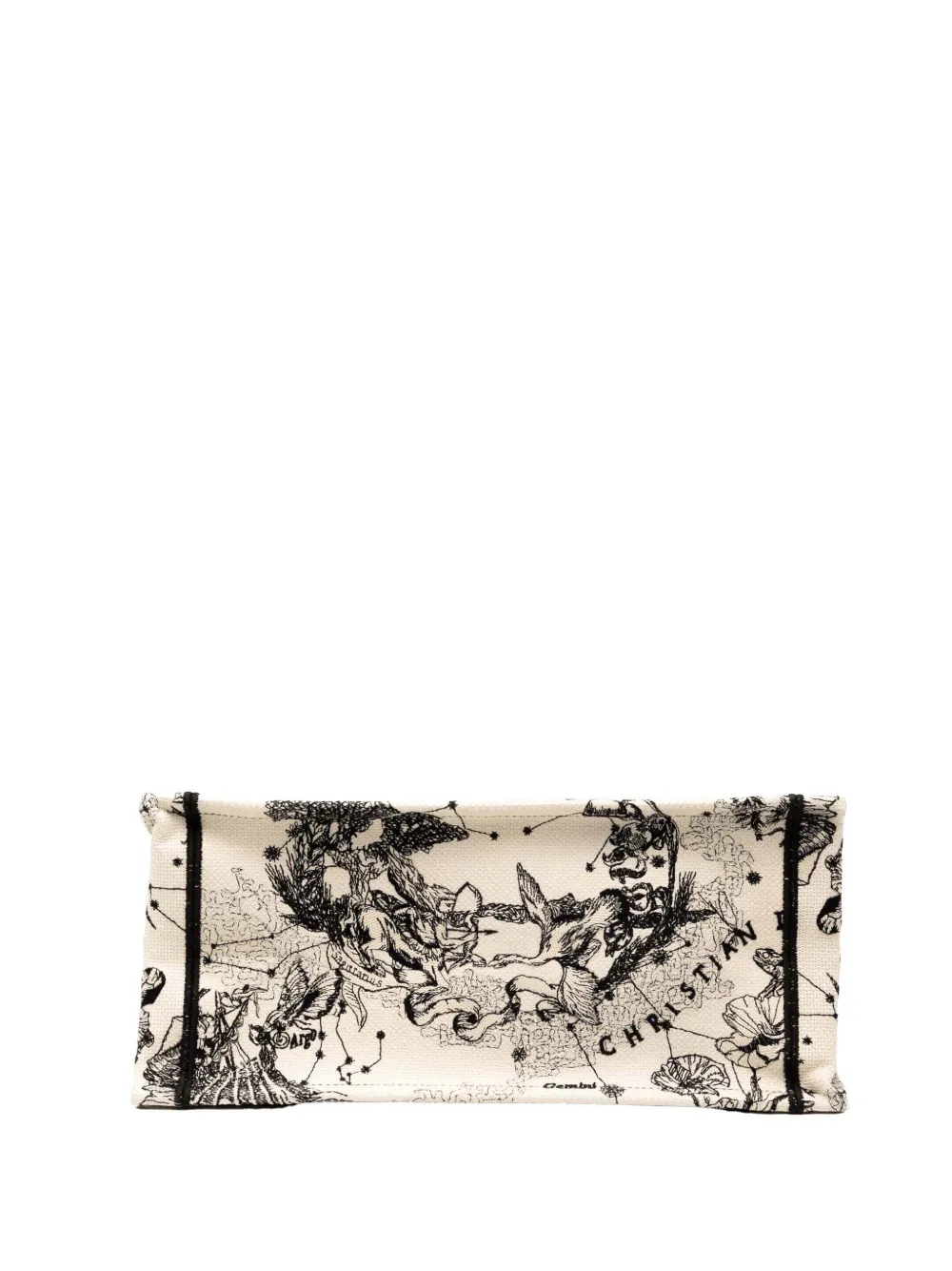Pre-owned Dior 2023 Medium Canvas Embroidered Zodiac Toile De Jouy Book Tote Bag In White