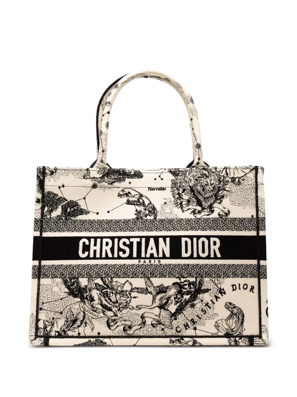 Christian Dior Pre-Owned 2023 Medium Canvas Embroidered Zodiac Toile De Jouy Book tote bag | White | Image 1