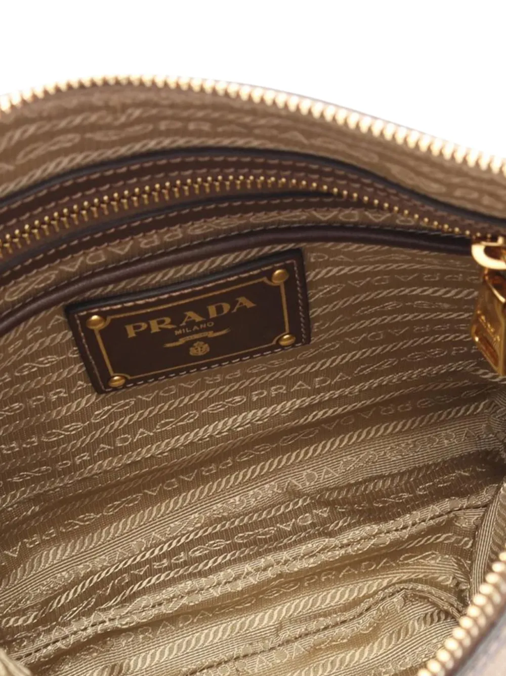 Pre-owned Prada 2010-2025 Canapa Logo Jacquard Crossbody Bag In Brown