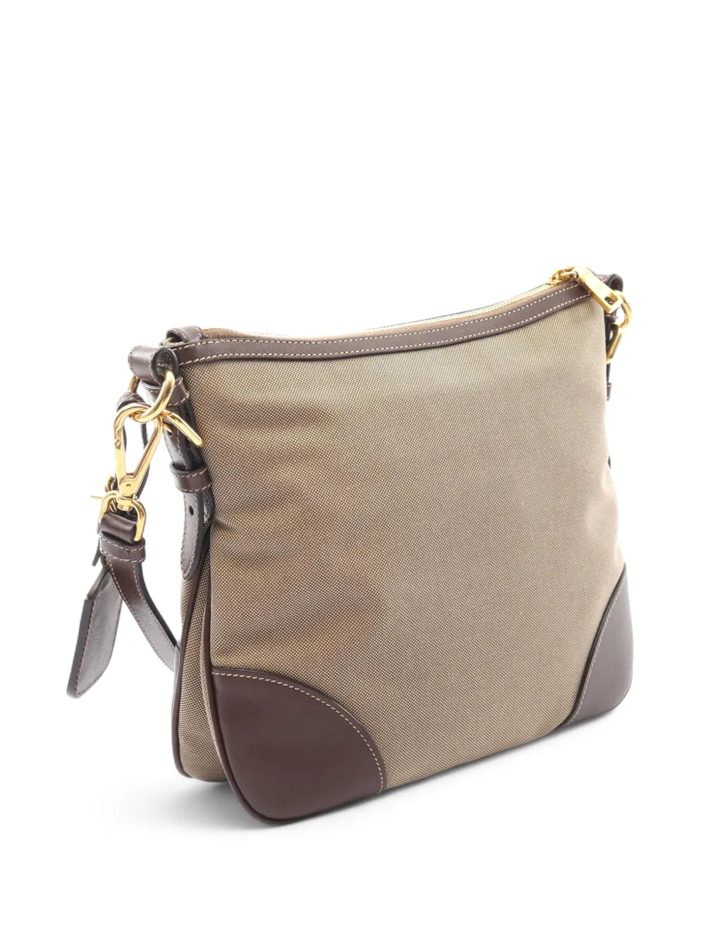 Pre-owned Prada 2010-2025 Canapa Logo Jacquard Crossbody Bag In Brown