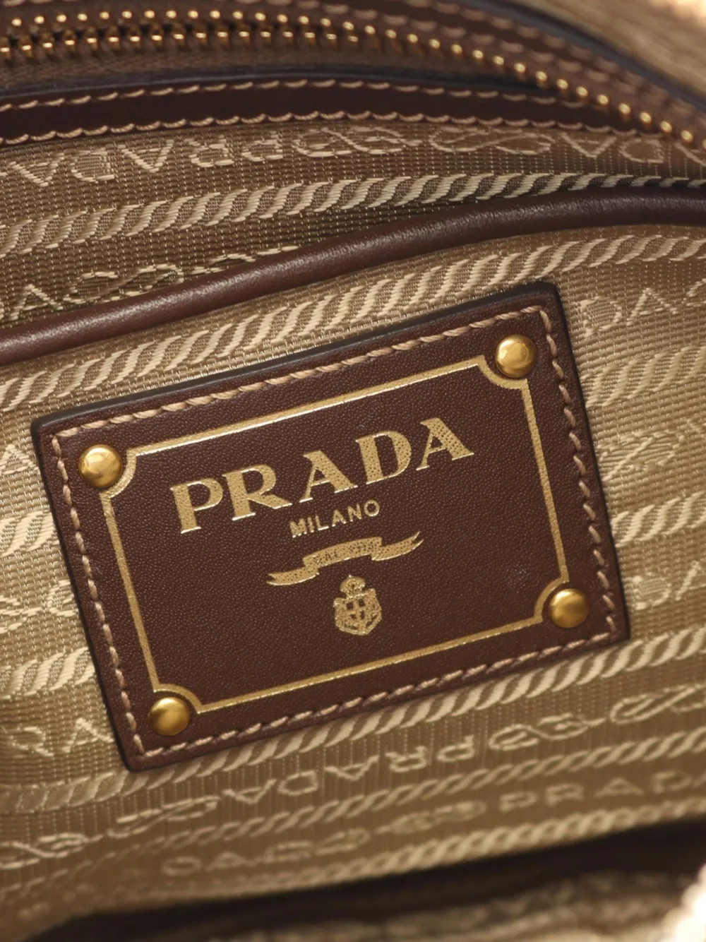 Pre-owned Prada 2010-2025 Canapa Logo Jacquard Crossbody Bag In Brown