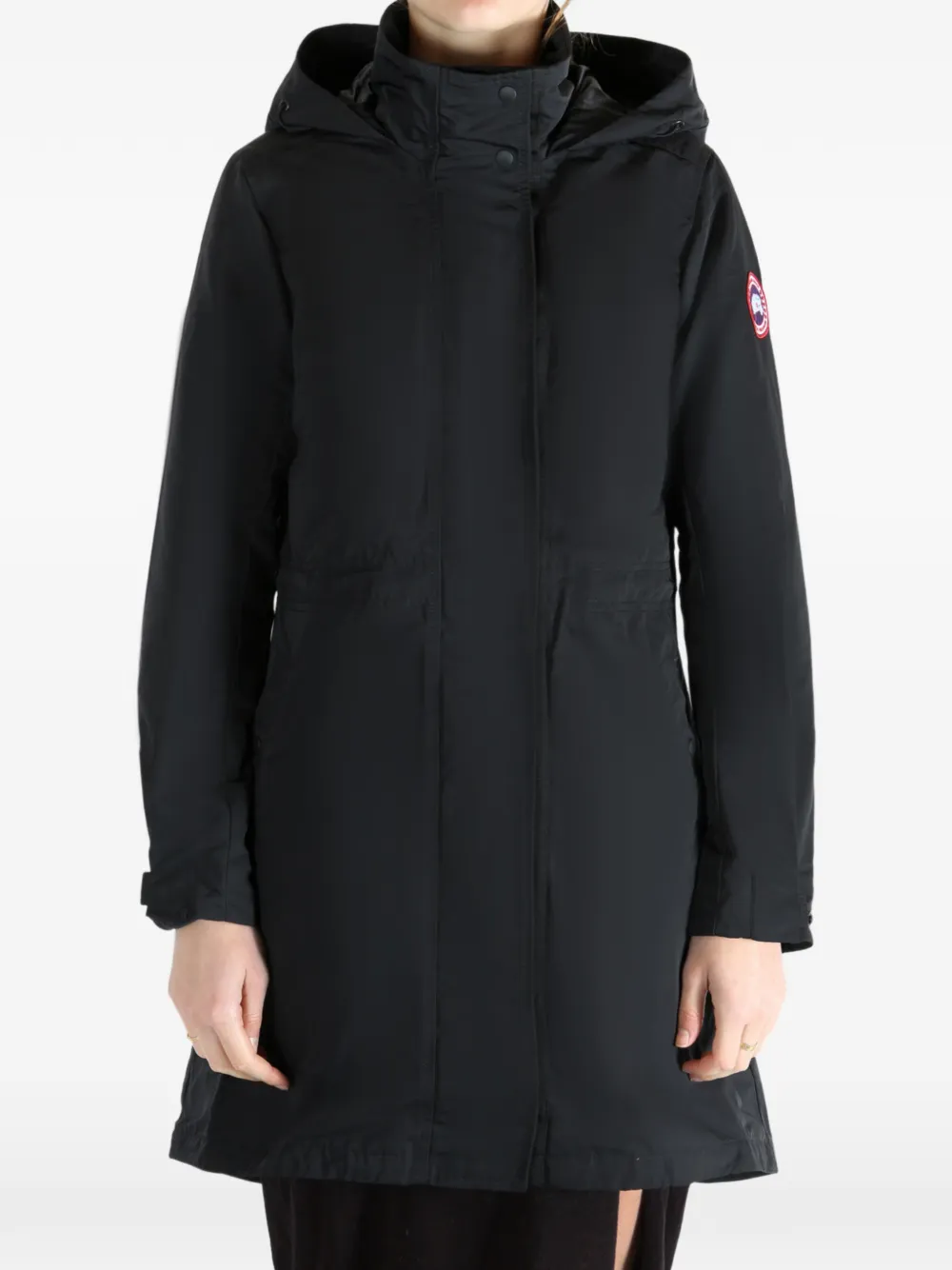 Canada Goose Hooded Coat In Black