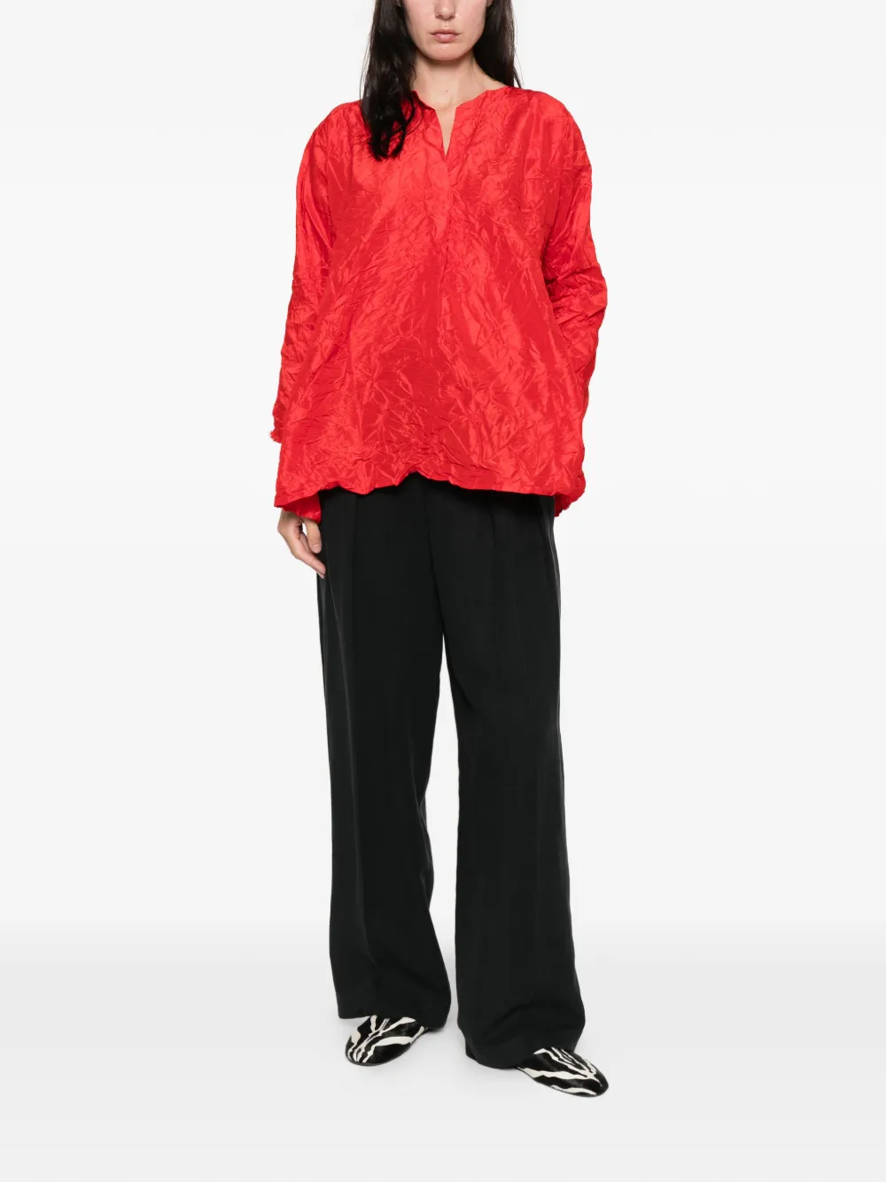 Daniela Gregis V-neck Silk Blouse In Red