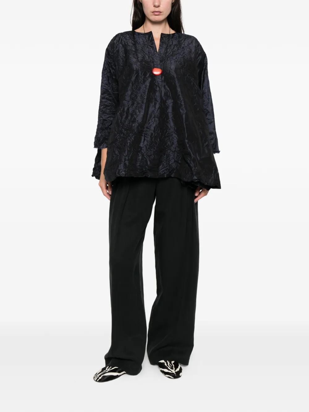 Daniela Gregis V-neck Silk Blouse In Blue