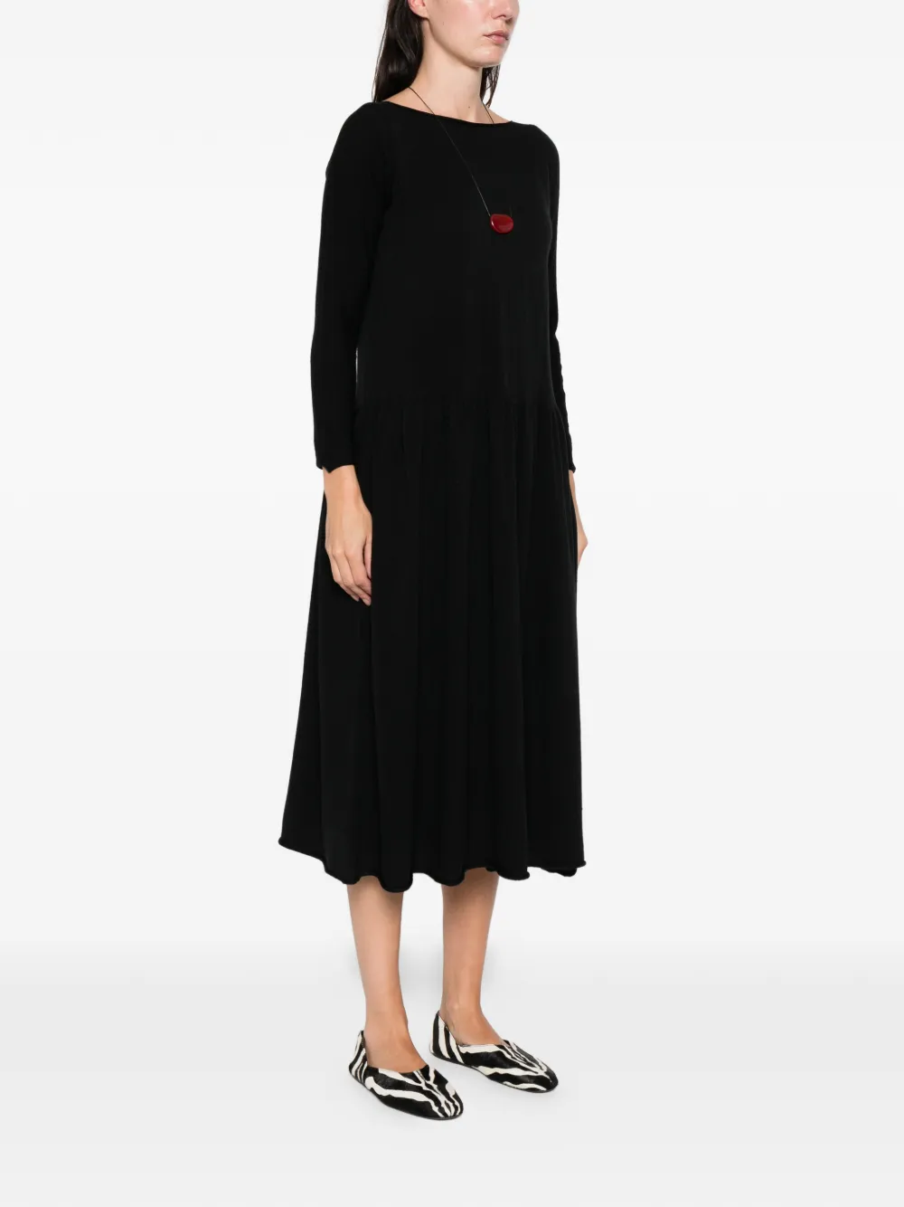 Daniela Gregis Gathered Midi Dress In Black