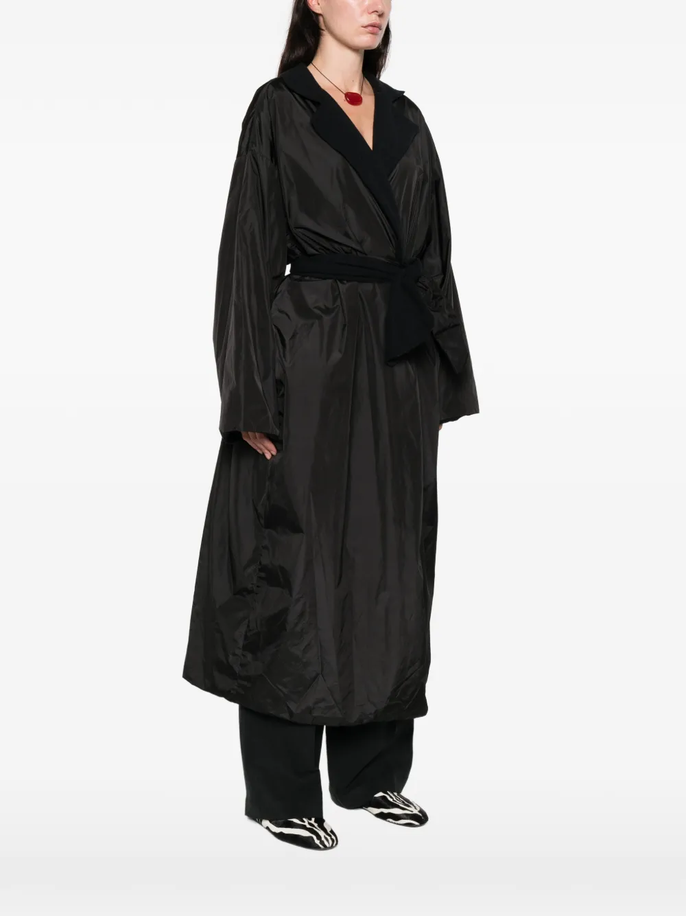 Daniela Gregis Reversible Belted Coat In Black