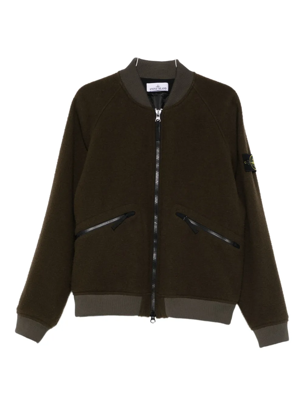 Stone Island logo-patch bomber jacket - Marrone